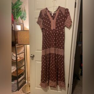 Knox Rose, women’s long Bohemian Brown Maxi Dress-XL
